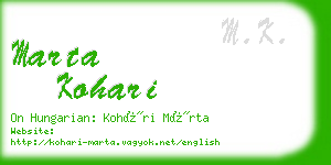 marta kohari business card